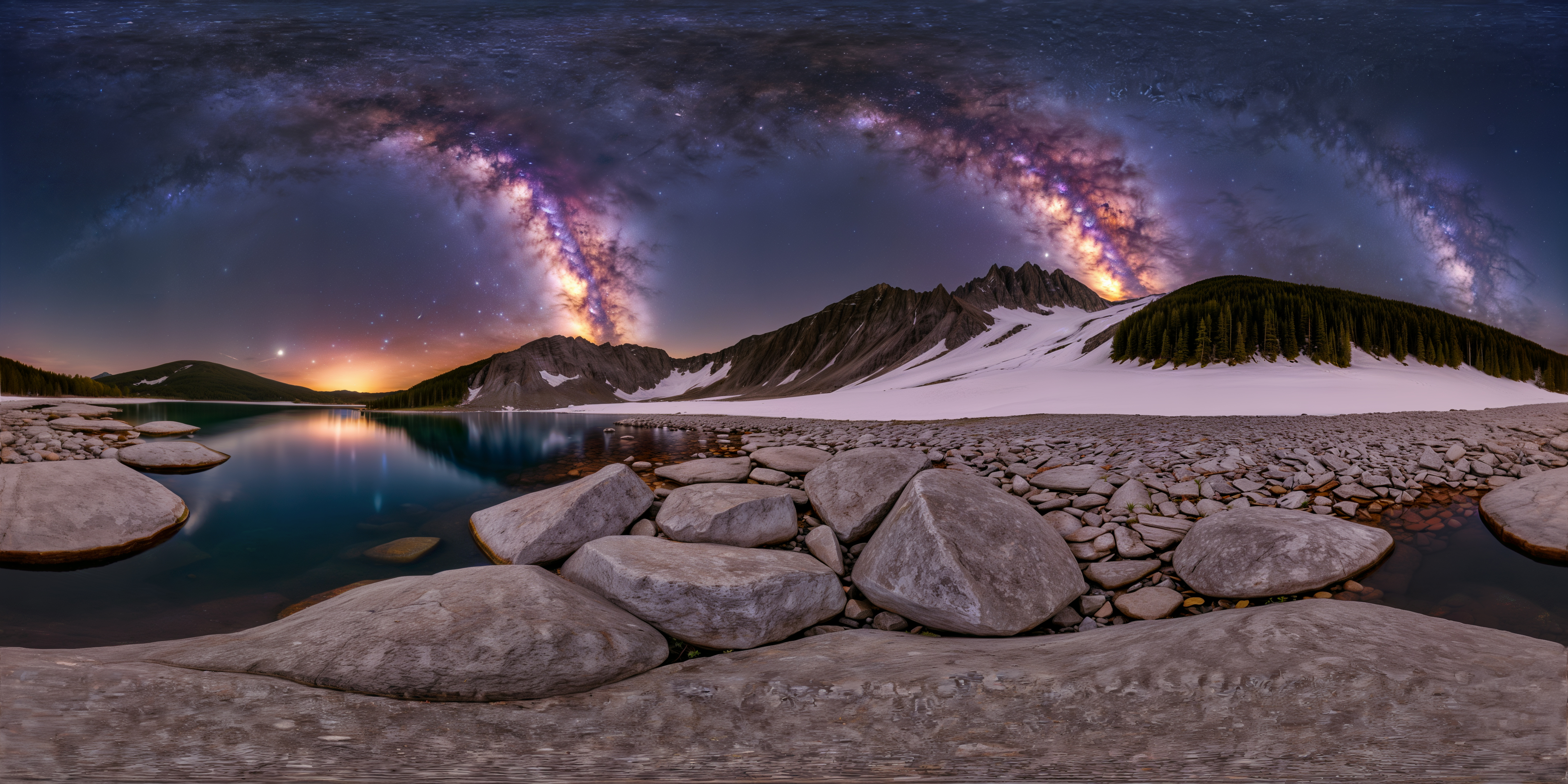Alpine Lake Under the Milky Way