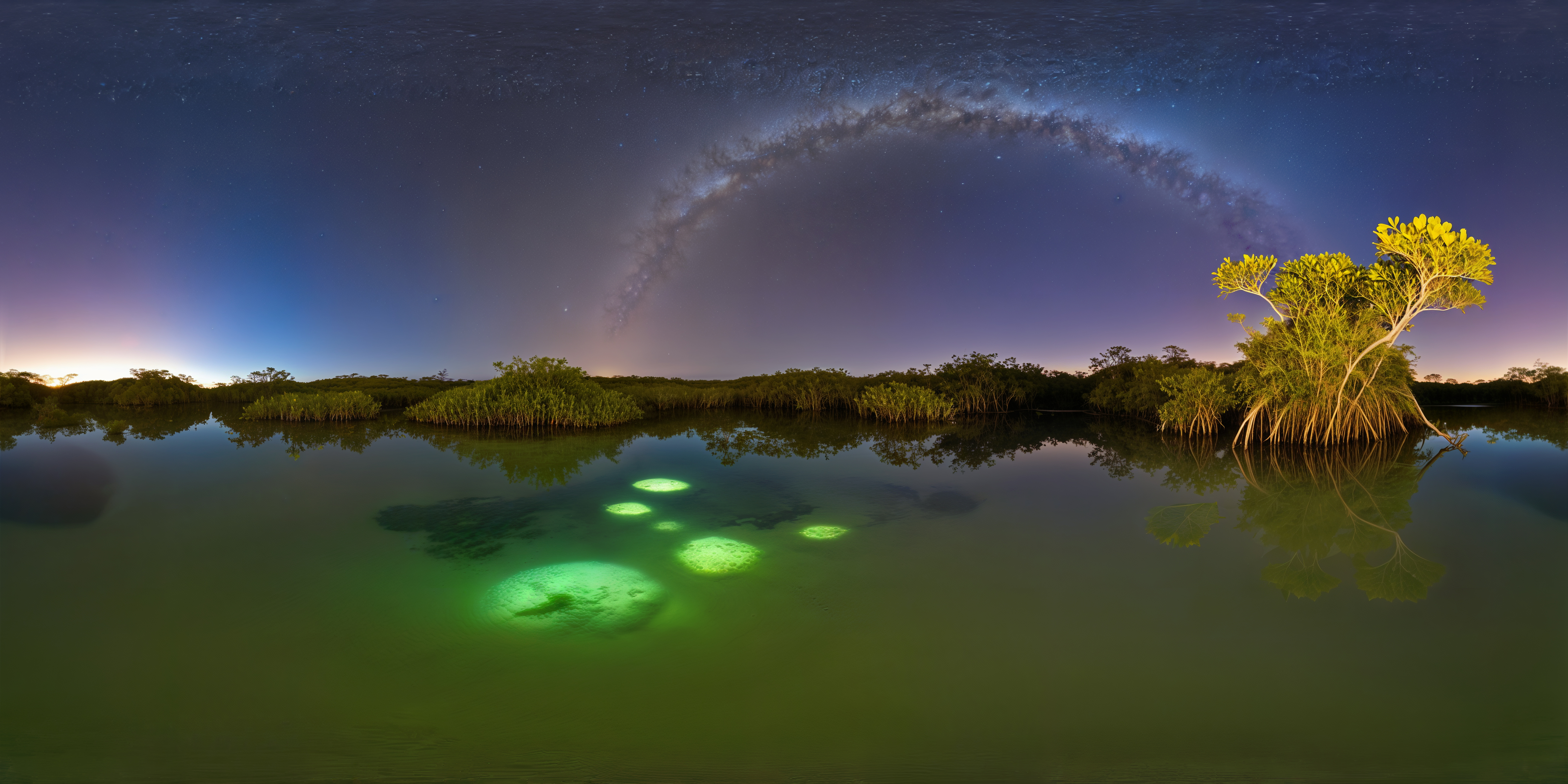 Bioluminescent Mangrove Lagoon