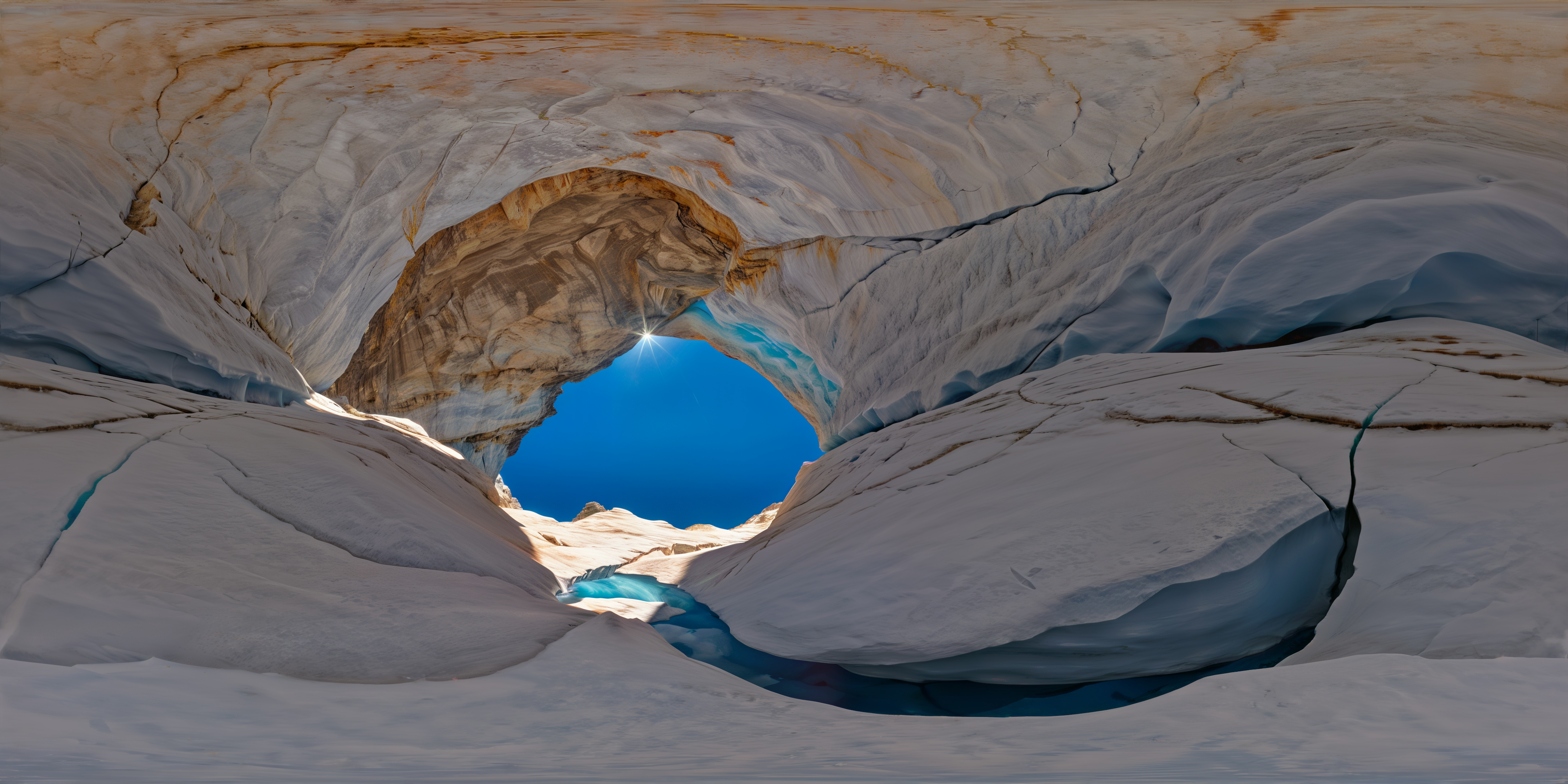 Blue Ice Canyon and Glacial Light Shaft